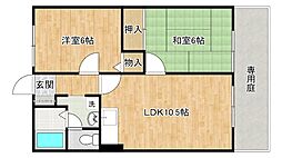 グリーンハウス大刀洗B棟 2LDKの間取図画像