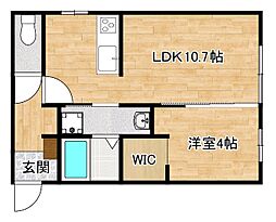 仮)稲吉新築アパート 1LDKの間取図画像