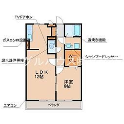 セイシェル大山B 1LDKの間取図画像