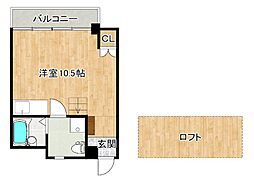 ホーキーポーキー ワンルームの間取図画像