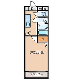 コーポラス一栄 1Kの間取図画像