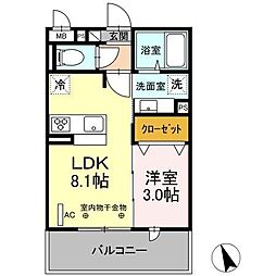 カスティーヨ 1LDKの間取図画像