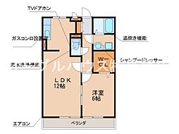 セイシェル大山B 1LDKの間取図画像