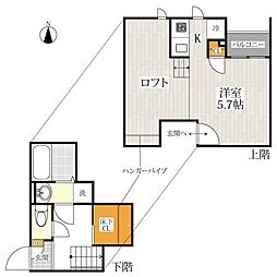 CB鳥栖ラポール 1Kの間取図画像