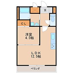 イー・ポプラール2 1LDKの間取図画像