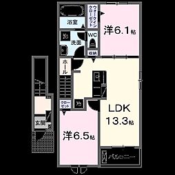 ピュアタウンアサクラII 2LDKの間取図画像