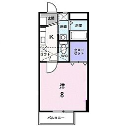 メゾンファンダー 2階1Kの間取り