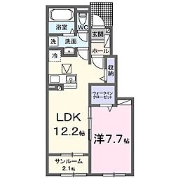 ヒカルサ鳥栖今泉ノース 1LDKの間取図画像