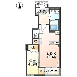 ヨネズホーム 1階1LDKの間取り