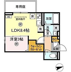 フリーデンやりた 3階1LDKの間取り