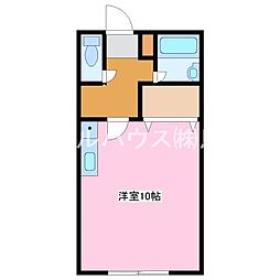 エーティーハイツB棟 2階ワンルームの間取り