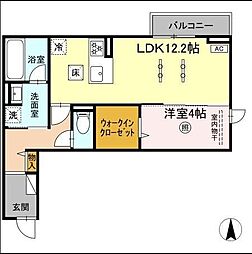 グラジオ 1階1LDKの間取り