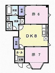 メゾン・ド・ヴィラII 1階2DKの間取り