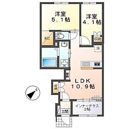 フローラリア原 1階2LDKの間取り