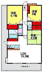弥生が丘ハウシーズ 14階3LDKの間取り