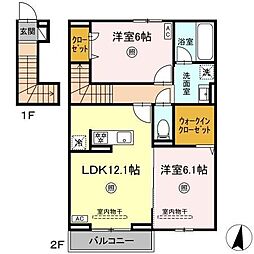 グラン・ルーチェ 2階2LDKの間取り