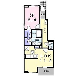 ハクモクレンC 1LDKの間取図画像