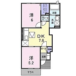 ピースフルコート 2DKの間取図画像