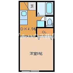 ストリーム萩尾 1DKの間取図画像