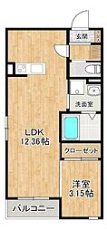 (仮)BRAVEBASE宿町 1LDKの間取図画像