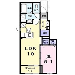 クレールドミール 1LDKの間取図画像