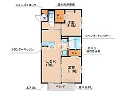ソレイユ宿 2LDKの間取図画像