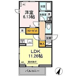 リネア・ルミニス 1LDKの間取図画像