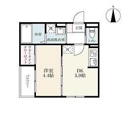 BRAVE BASE 爽 1DKの間取図画像