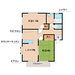 SUNフレンズB 2LDKの間取図画像