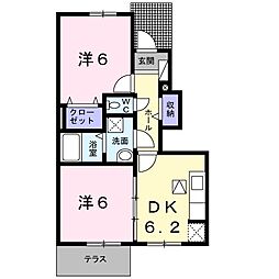 リヴェールB 2DKの間取図画像