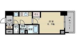 ArtizA淡路 13階1Kの間取り