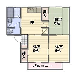 JR信越本線 長野駅 徒歩30分の賃貸アパート 2階3DKの間取り