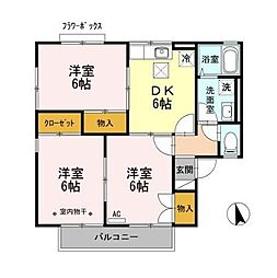 JR信越本線 長野駅 徒歩15分の賃貸アパート 2階3DKの間取り