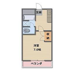 JR信越本線 長野駅 徒歩25分の賃貸アパート 1階1Kの間取り
