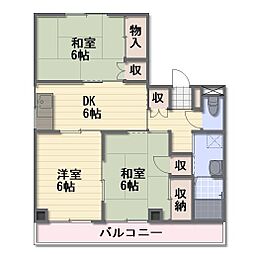 しなの鉄道北しなの 北長野駅 徒歩11分の賃貸アパート 2階3DKの間取り