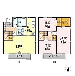 JR信越本線 長野駅 徒歩20分の賃貸テラスハウス 1階3LDKの間取り