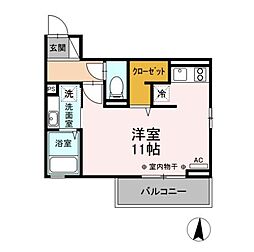 長野電鉄長野線 権堂駅 徒歩3分の賃貸アパート 1階ワンルームの間取り