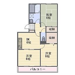 しなの鉄道北しなの 北長野駅 徒歩14分の賃貸アパート 2階3DKの間取り