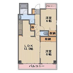 JR信越本線 長野駅 徒歩19分の賃貸マンション 1階2LDKの間取り