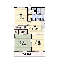 JR信越本線 長野駅 4.8kmの賃貸マンション 3階3DKの間取り