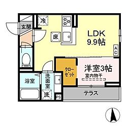 JR信越本線 長野駅 徒歩22分の賃貸アパート 1階1LDKの間取り