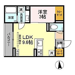 JR信越本線 長野駅 徒歩22分の賃貸アパート 3階1LDKの間取り
