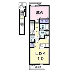 JR信越本線 長野駅 3.1kmの賃貸アパート 2階1LDKの間取り