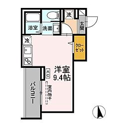 JR信越本線 長野駅 徒歩11分の賃貸アパート 3階ワンルームの間取り