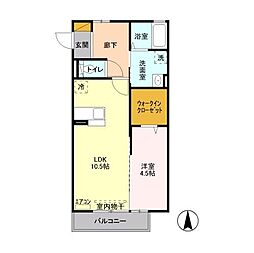 JR信越本線 長野駅 徒歩28分の賃貸アパート 2階1LDKの間取り