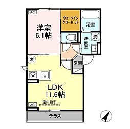 長野電鉄長野線 市役所前駅 徒歩15分の賃貸アパート 1階1LDKの間取り