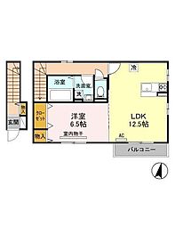 長野電鉄長野線 桐原駅 徒歩23分の賃貸アパート 2階1LDKの間取り