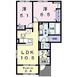 しなの鉄道北しなの 北長野駅 徒歩27分の賃貸アパート 1階2LDKの間取り