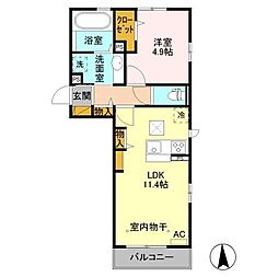 長野電鉄長野線 本郷駅 徒歩5分の賃貸アパート 1階1LDKの間取り