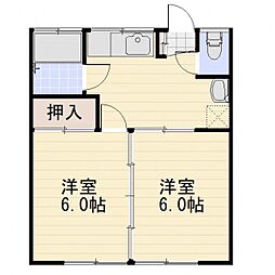 JR信越本線 長野駅 徒歩20分の賃貸アパート 1階2DKの間取り